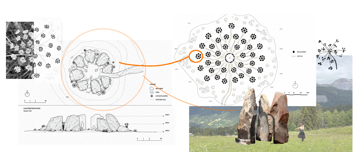 Study for forty-one stones in a memorial landscape